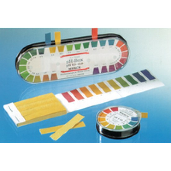 pH-indicator paper .BR pH 1 - 14 Universal indicator including colour scale pH 1 - 2 - 3 - 4 - 5 - 6 - 7 - 8 - 9 - 10 - 12 - 14 1 * 3 Roll